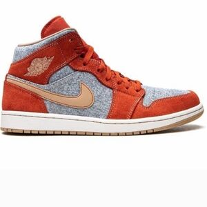 Jordan 1 Mid SE "Denim/Red Suede" sneakers Youth Sz 5.5 Or Women 7